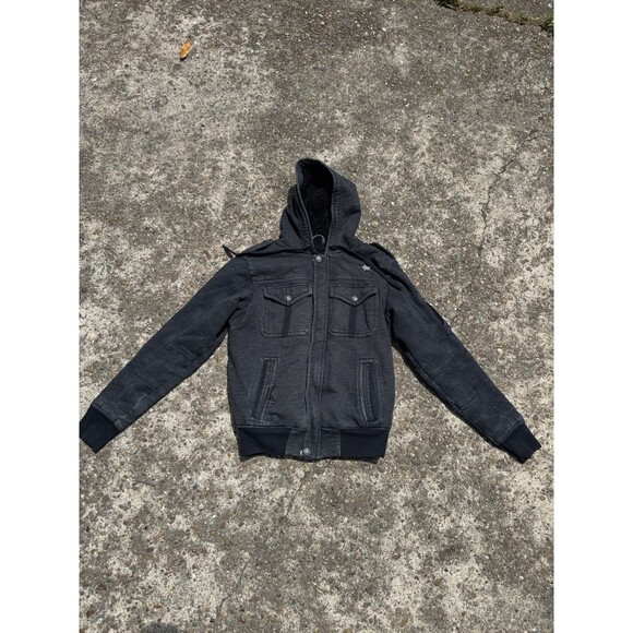 Fox Racing Hoodie Jacket Men M Gray Full Zip Sherpa Lined Y2K Vintage Sasquatch - Picture 1 of 6